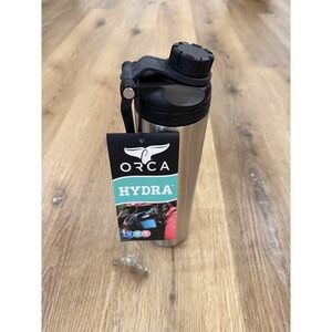 ORCA Hydra 22oz Water Bottle Brushed Stainless Steel Insulated Whale Tail Handle